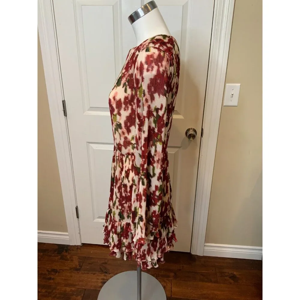 BCBG Max Azria Abstract Floral Accordion Pleated Mini Dress NWT $298, Size 6 - Picture 4 of 7